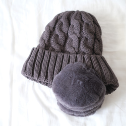 已售出超過250件！ *應市場需求，現已重新上架* 溫暖的帶耳針織帽（4色可選） 禮品 ◎ 可定制抽繩小袋 第6張的照片