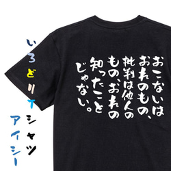 ポジティブ系Tシャツ【おこないはおれのもの、批判は他人のもの、おれの知ったことじゃない。】おもしろTシャツ　ネタTシャツ 2枚目の画像