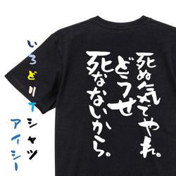 ポジティブ系Tシャツ【死ぬ気でやれ。どうせ死なないから。】おもしろTシャツ　ネタTシャツ 2枚目の画像