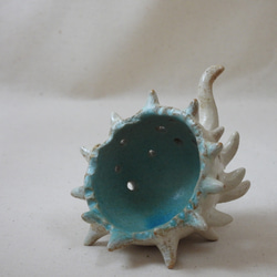 雪色陶製多用途オブジェ(ドライ苔玉付き) 5枚目の画像