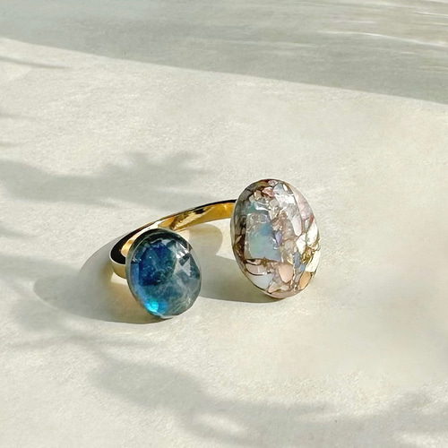 オパール＆ラブラドライト リング