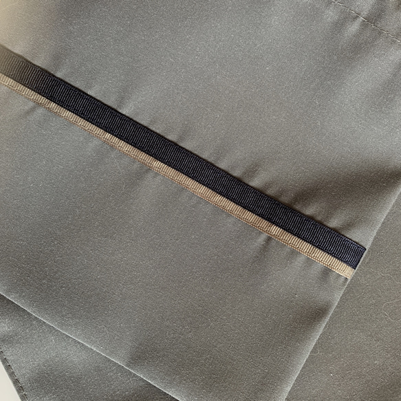ランチョンマット＋巾着セット　グレー×紺グレーライン 2枚目の画像
