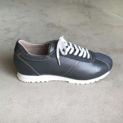 【利用原子！ ] 經典設計與高品質真皮！ EMA 運動鞋/Haraco x 灰色 第5張的照片