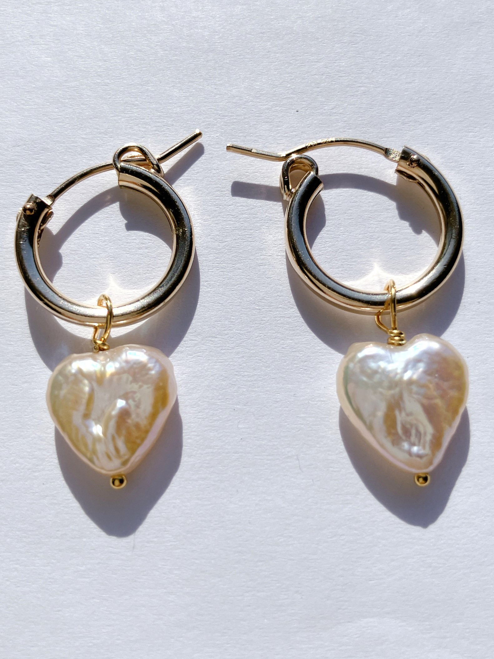 14kgfリングピアス　一点もの　希少すぎる美しいハートのパール　大人の可愛い