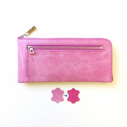 ピンク 長財布 カードポケット付き 24枚もカードが入るスリム長財布