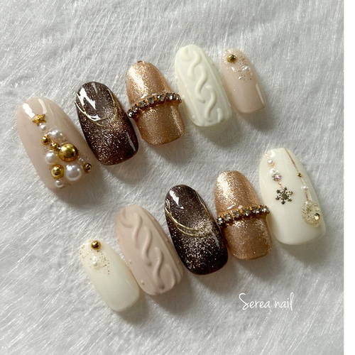 大人クリスマスネイルチップ［ニットネイル］ ネイルチップ（つけ爪