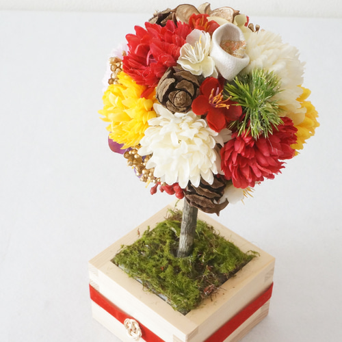 新春福袋2024】菊・南天・梅のお正月飾りとお正月トピアリー しめ縄