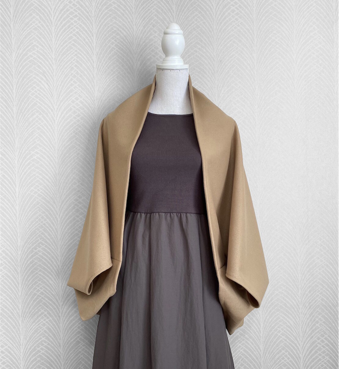 上質ウール100%◇キャメル◇マーガレットカーデ