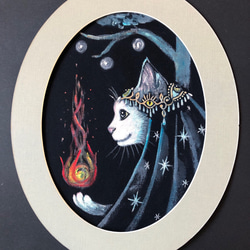 「炎の姫」額付きアート作品原画 猫 徳島洋子作品 ★ 星月猫 1枚目の画像