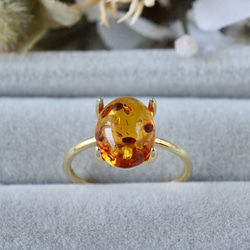 ハニーアンバー(琥珀)くりぬきリング12号 GS-Ring-12 天然石 くりぬきリング 琥珀 -アンバー- 12号
