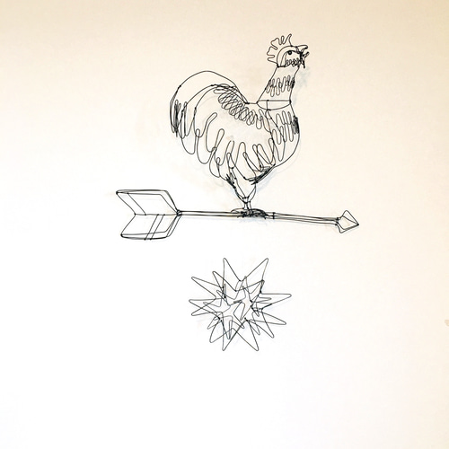 ワイヤーアート ワイヤークラフト 風見鶏 にわとり モビール 玄米  