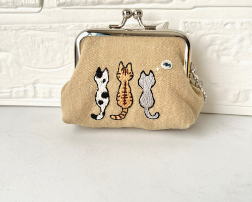 受注制作】猫刺繍がま口財布・ポーチ がま口 ルソラ 通販 16885074