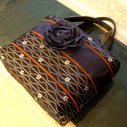 畳へり　トートバッグ　オレンジ　A4サイズ　ヘリバッグ　ほか 畳へり トートバッグ 紺 A4サイズ ヘリバッグ - メルカリ