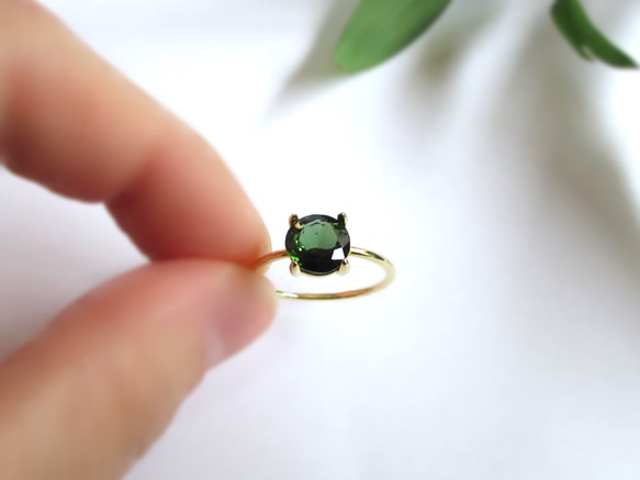 【十月生日石】7毫米美麗「綠色碧璽」戒指 第3張的照片