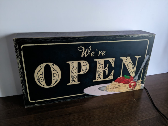 【Lサイズ】OPEN フレンチ イタリアン カジュアル レストラン カフェ バー 店舗 看板 置物 雑貨 ライトBOX 5枚目の画像