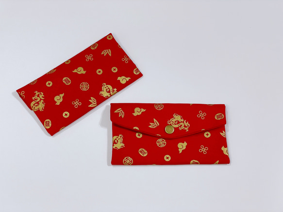 星森 - 燙金龍 賀新年 布紅包袋 壓歲錢袋 禮金袋 存摺收納袋 可免費繡字（中/英） 第4張的照片