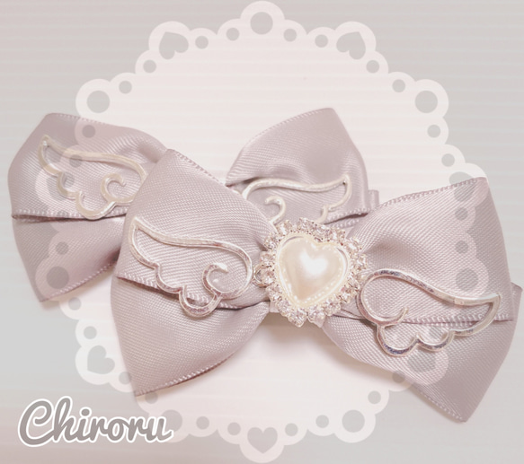エンジェルハート♡ヘアクリップ (シルバー) ヘアクリップ・バナナクリップ ୨୧⑅*. chiroru ୨୧⑅* 通販｜Creema(クリーマ)