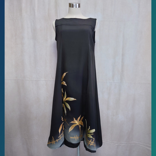 d15 Мサイズ ワンピース ボレロ付き 着物リメイク ハンドメイド 黒留袖