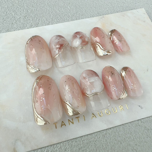 23))ストーンネイル フレンチガーリー ネイルチップ ぷっくり ピンクオーロラ ネイルチップ つけ爪 フレンチ ガーリー 春 ツイード ピンク ストーン