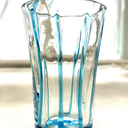 カラフルひとくちグラス【ターコイズブルー】　～ペルシャの手吹きガラス～ 3枚目の画像