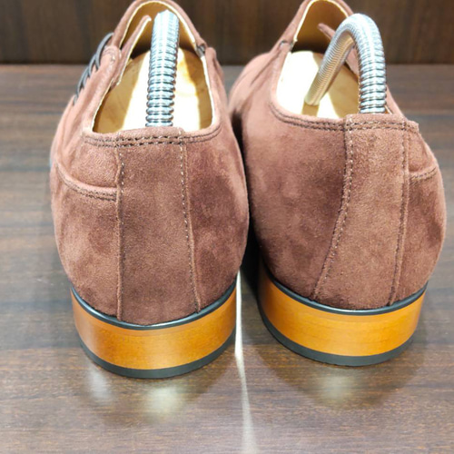 牛革スウェード ドレスシューズ サイドレース ブラウン スリッポン