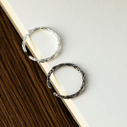 不規則な小枝の棒の文学様式の純銀製の S925 男女の開いたリング 5枚目の画像