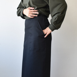 7～15号　裏起毛プレミアムフィットロングセミタイトスカート　ブラック 5枚目の画像