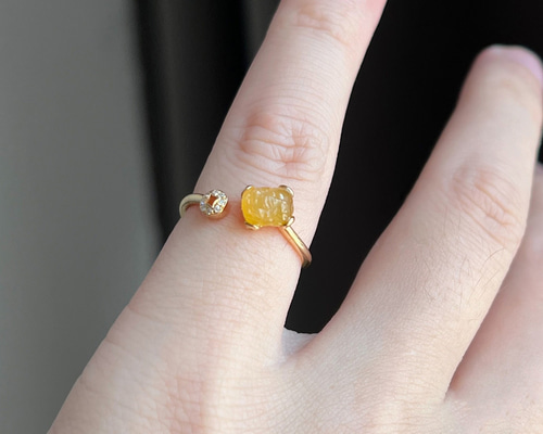 23-13 受注製作 貔貅 k18金ゴールド ミャンマー産 黄翡翠 本翡翠