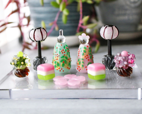 2024年ひな祭り 新作！とんぼ玉雛人形 ガラスのミニチュアひな人形③