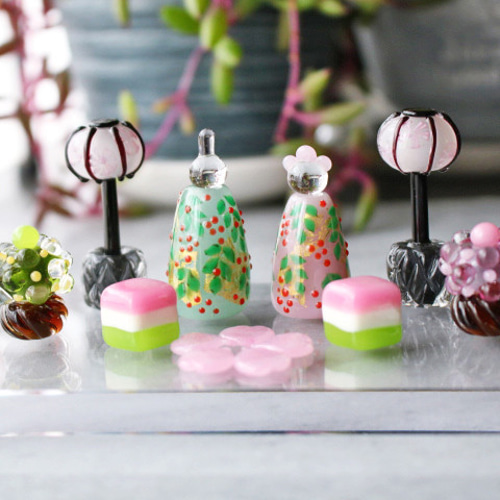 2024年ひな祭り 新作！とんぼ玉雛人形 ガラスのミニチュアひな人形③