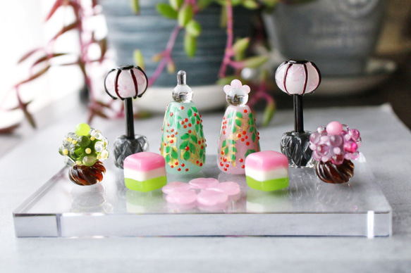 2024年ひな祭り 新作！とんぼ玉雛人形 ガラスのミニチュアひな人形③
