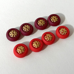レトロ 円形 丸型 ボタン レッド ブラウン ゴールド 13mm 8個セット ec-157 2枚目の画像