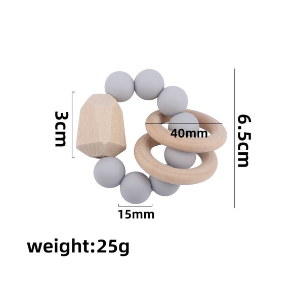 【名入れ無料！】木製歯固めリング ストーン 4カラー 木製 名入れ 誕生日 ベビー 木製玩具 出産祝い ギフト ガラガラ 4枚目の画像
