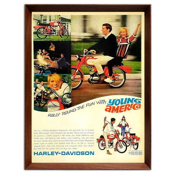 ハーレーダビッドソン 1960年代 アメリカ ヴィンテージ 雑誌 広告 額付 ポスター 3枚目の画像
