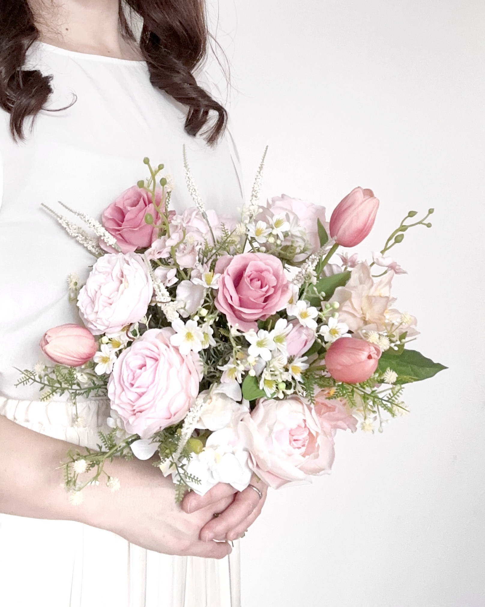 SALE！定価より30%引き♪ ピンクローズとチューリップのガーデンブーケ