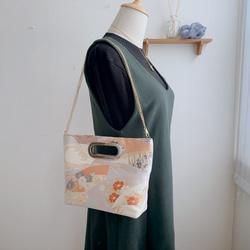 1点物◆絹の帯から2wayバッグ　扇取り文様　帯リメイク99 8枚目の画像