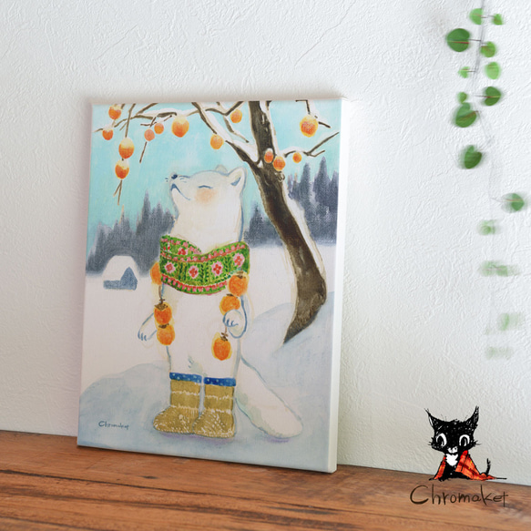 藝術面板冬季室內插圖織物面板面板雪狐 第2張的照片