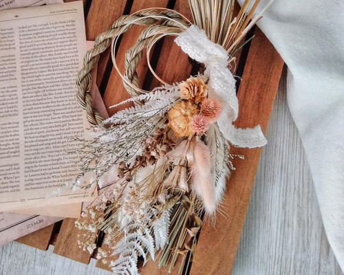 スワッグになる しめ縄飾りしめ縄 二重しめ縄 二重〆縄 自然素材