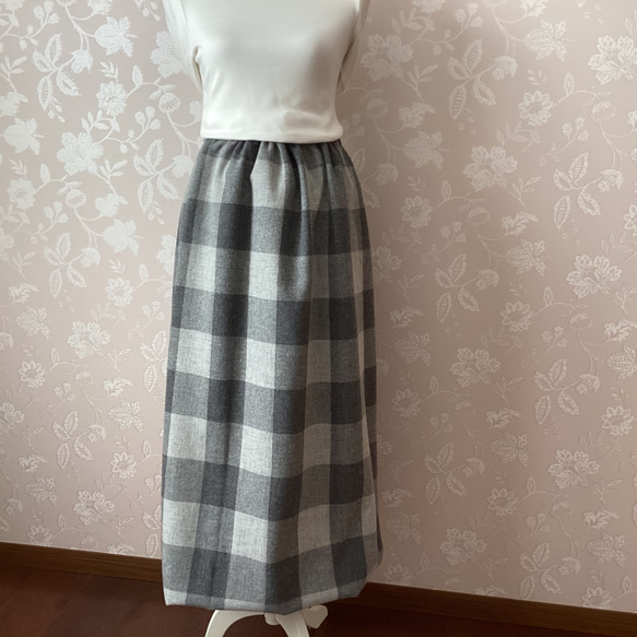 織姫炊きウールスカート　ブロックチェック 8枚目の画像