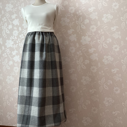 織姫炊きウールスカート　ブロックチェック 6枚目の画像