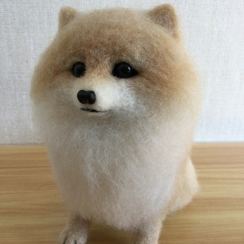 店舗良い 羊毛フェルト 犬 ポメラニアン 白 ホワイト 置物 羊毛