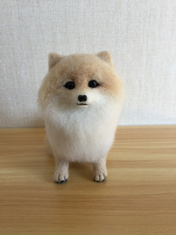 店舗良い 羊毛フェルト 犬 ポメラニアン 白 ホワイト 置物 羊毛
