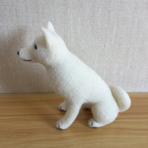 羊毛フェルト 日本犬 白柴 白い犬 羊毛フェルト masapan 通販