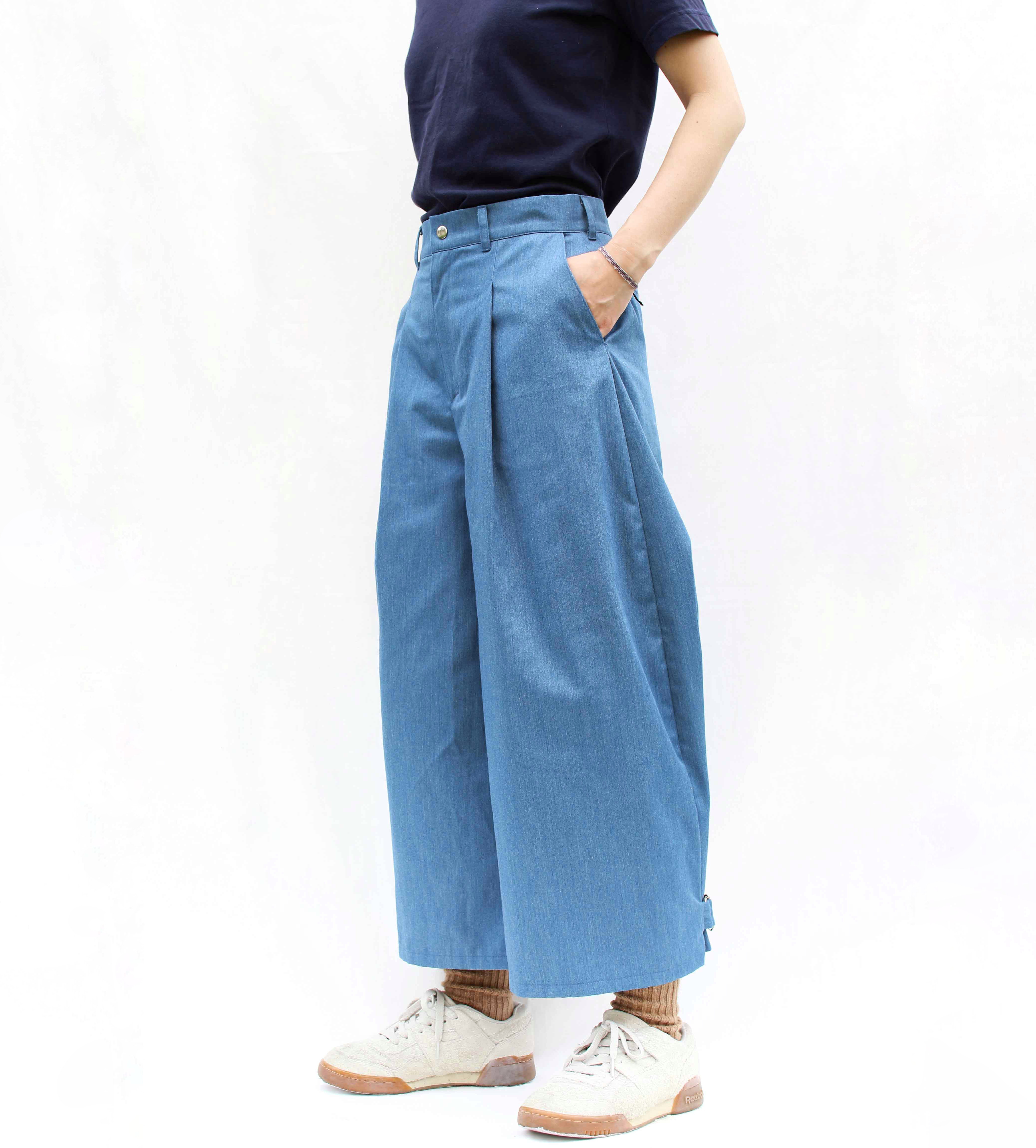 【受注生産】追加費用ゼロで丈の変更可◎コクーンシルエットの変形ワイドパンツ｜足首のベルトがアクセント｜kitai