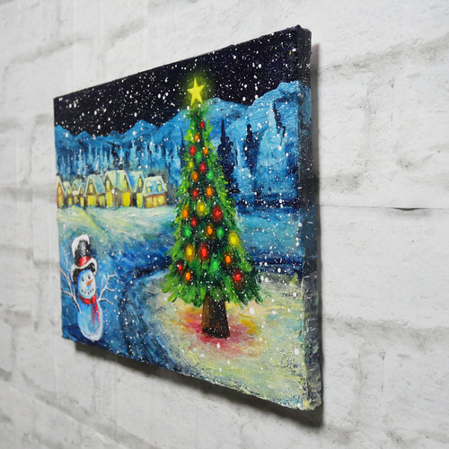 油絵 油彩 油彩画 絵 絵画 【ホワイト・クリスマス・キャロル】 絵画