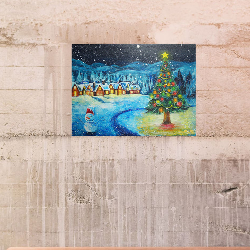 油絵 絵画 【クリスマス村】 絵画 HR 通販 16887093｜Creema