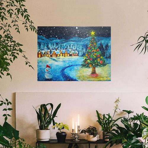 油絵 絵画 【クリスマス村】 絵画 HR 通販 16887093｜Creema