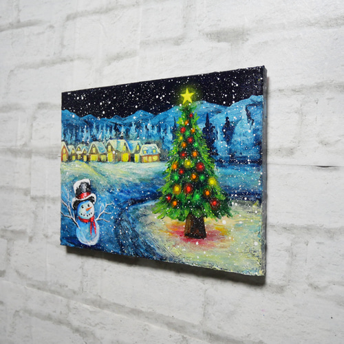 油絵 油彩 油彩画 絵 絵画 【ホワイト・クリスマス・キャロル】 絵画