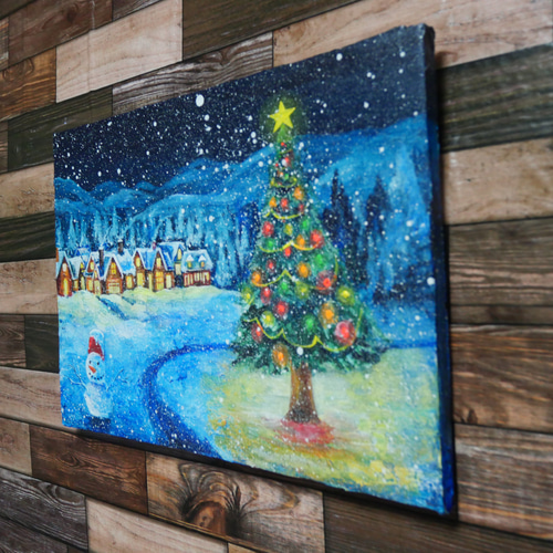 油絵 絵画 【クリスマス村】 絵画 HR 通販 16887093|Creema 油絵 絵画 【クリスマス村】 絵画 HR 通販 16887093|Creema