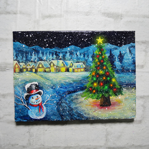 油絵 油彩 油彩画 絵 絵画 【ホワイト・クリスマス・キャロル】 絵画
